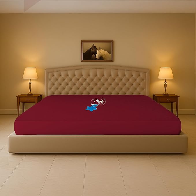 SGI Bedding Waterproof Florida King 80" x 108" Extra Large Bed Mattress Pad Cover, 15" Deep Pocket, Soft Noiseless & Breathable Fitted Sheet Style Mattress Protector – Burgundy