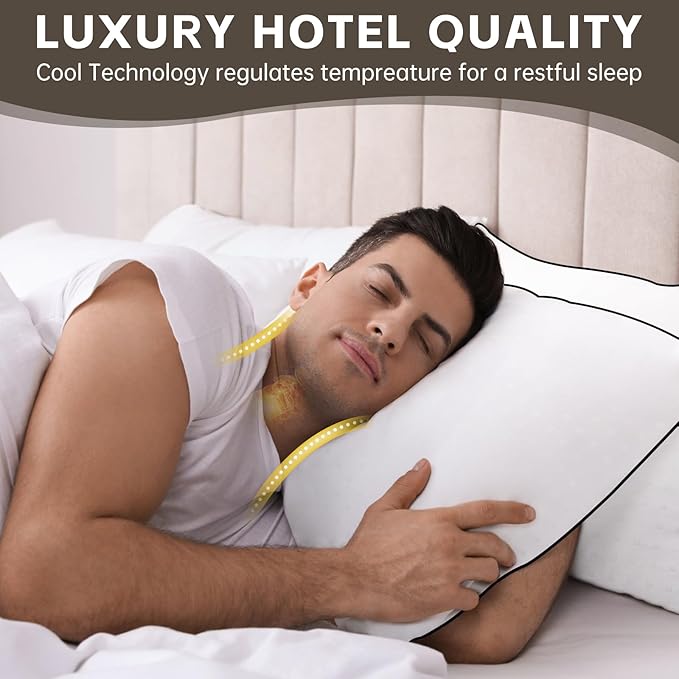 HIMOON Bed Pillows for Sleeping 4 Pack,King Size Cooling Pillows Set of 4,Top-end Microfiber Cover for Side Stomach Back Sleepers