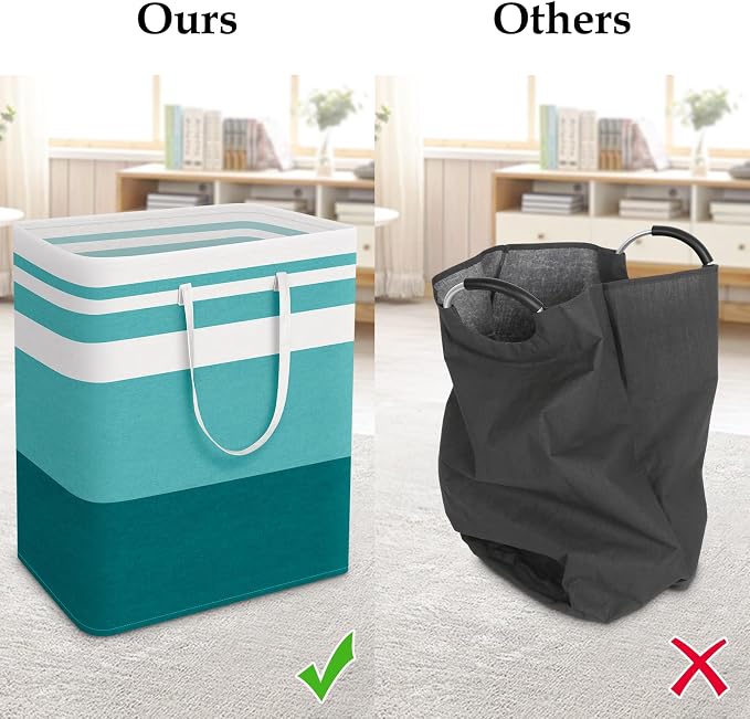 StorageRight Large Collapsible Laundry Basket Hamper with Easy Carry Handles，Freestanding Clothes Hampers for Laundry, Bedroom, Dorm, Towels, Toys, 125L, Green - Image 5