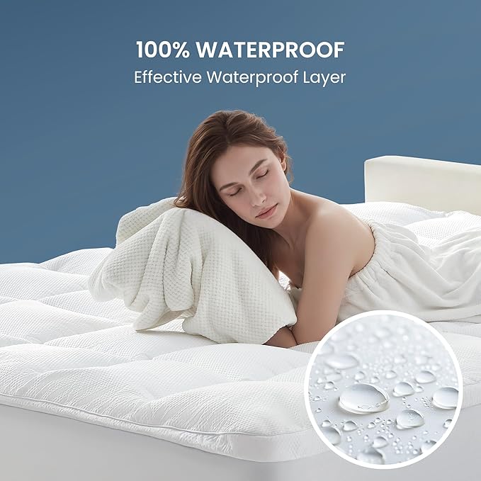 SLEEP ZONE 4 Inch Twin Mattress Topper, Dual Layer 2'' Gel Memory Foam + 2'' Breathable Fluffy Waterproof Removable Cool Pillow top Pad for Back Pain, Comfort Support, White