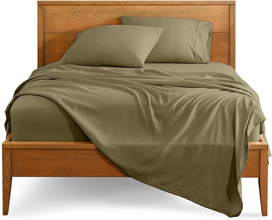 Bare Home Twin XL Sheet Set - 1800 Ultra-Soft Microfiber Twin Extra Long Bed Sheets - Double Brushed - Deep Pockets - Easy Fit - 3 Piece Set - Bedding Sheets & Pillowcases (Twin XL, Olive)