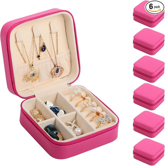 17Dec 6-Pack Small Travel Jewelry Case Organizer,Mini Travel Essentials for Women,Bridesmaid Gifts Birthday Gifts for Women,Small Jewelry Box for Girls 8-12 by 17Dec