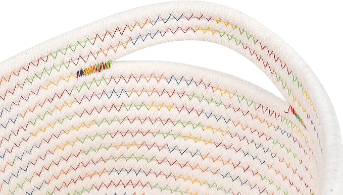 CubesLand Rectangle Woven Cotton Rope Organizer, Small Rainbow Basket for Kids, Baby & Pets' Toys, Shelves Storage - Image 5