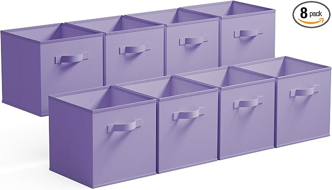 GRANNY SAYS Cube Storage Bins, 11 Inch Cube Storage Organizer, Fabric Collapsible Storage Bins, Storage Cubes for Shelves, Closet, Lavender Purple, 8-Pack by GRANNYSAYS