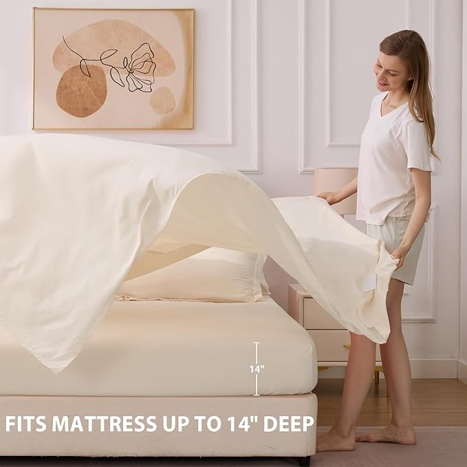 Full Comforter Set Beige - Bed in a Bag Full Size 7 Pieces, Soft Bedding Set for All Seasons, Premium Comforter Set with Comforter, Sheets, Pillowcases & Shams