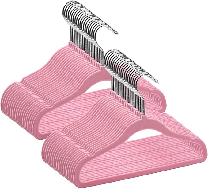 GoodtoU Baby Hangers Pink for Clothes, Kids Velvet Hangers Non Slip Children Hanger for Closet by GoodtoU