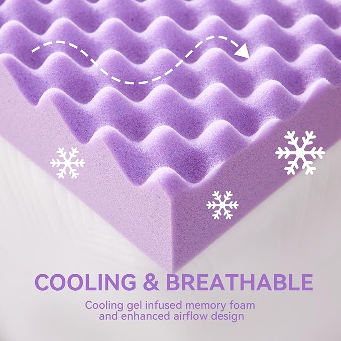 SINWEEK 3 Inch Egg Crate Memory Foam Mattress Topper King Size, Soft Mattress Pad for Back Pain Relief, Bed Topper, CertiPUR-US Certified