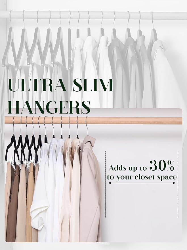 Cozymood Velvet Pant Hangers 36 Packs Ultra Thin Hangers with Clips Non Slip Velvet Skirt Hanger Space Saving Clothes Hanger with Clips for Pants, Skirts, Jeans, Shorts (Black) - Image 7