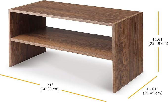 Whitmor Wood Stackable 2-Shelf Shoe Rack, Walnut, 24 inches，2 Pack - Image 3
