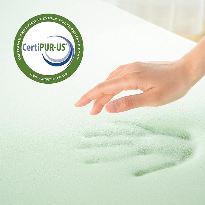 ZINUS 1.5 Inch Green Tea Memory Foam Mattress Topper, Pressure-Relieving Layers, CertiPUR-US Certified, Full