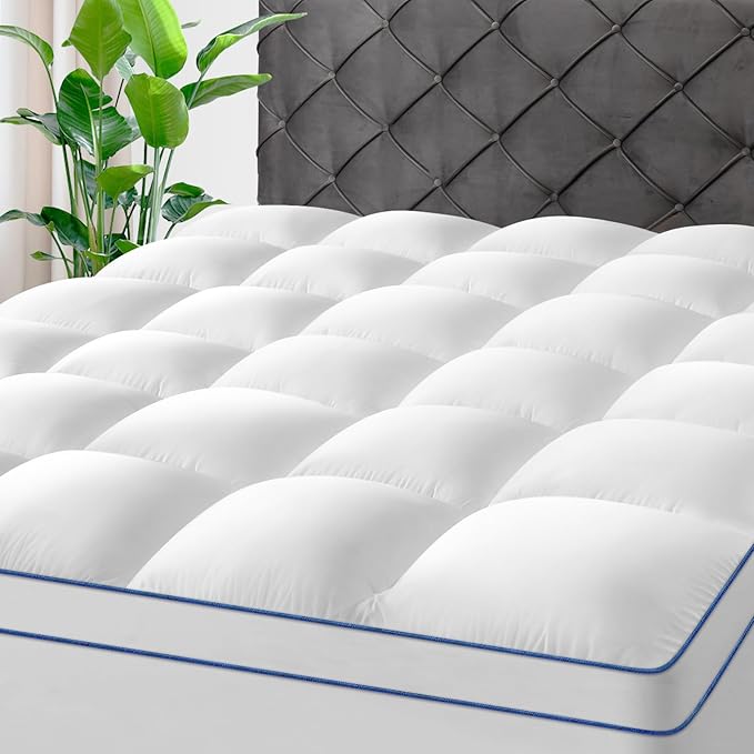 Queen Mattress Topper,Extra Thick Mattress Pad Cover for Deep Sleep,3D+7D Snow Down Alternative Fill Overfilled Plush Pillow Top Mattress with 8-23 Inch Deep Pocket-White