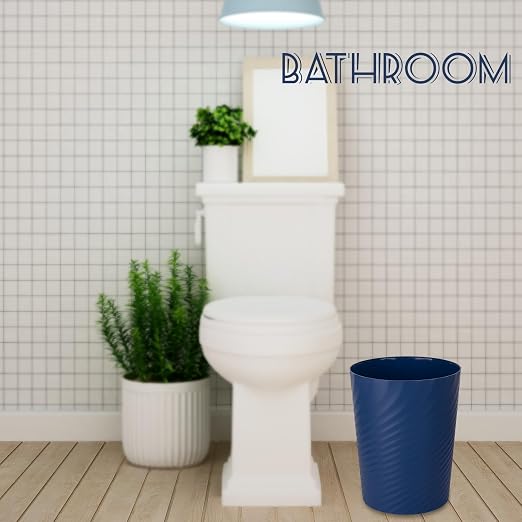 UUJOLY Plastic Small Trash Can Wastebasket, Garbage Container Basket for Bathrooms, Laundry Room, Kitchens, Offices, Kids Rooms, Dorms, (Navy Blue, 1.8 Gallon/2 Pack) - Image 2