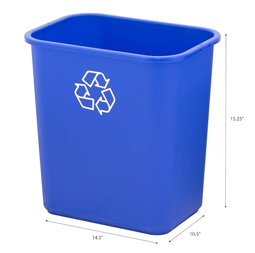 United Solutions 7 Gallon/28 Quart Efficient Recycle Wastebasket | Fits Under Desk | Small, Narrow Spaces in Commercial, Kitchen, Home Office, Dorm | Easy to Clean, 1 Pack, Blue, Model Number: WB0084 - Image 3