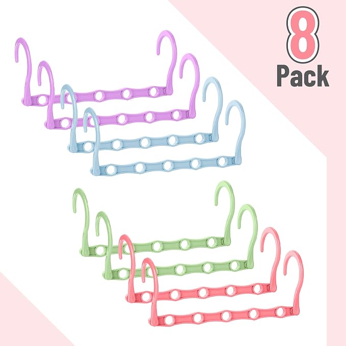 Mr. Pen- Space Saving Hangers for Clothes, 8 pcs, Playful Pop Colors, Plastic Multi Clothes Hangers Space Saving, 5 Slots, 360° Rotating Hooks - Image 2