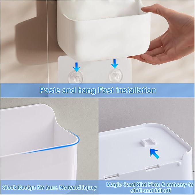 2pc Clear Wall Mount Organizer, Adhesive Cabinet Door Organizer,Self Adhesive Organizer for Wall,Shower Caddy No Drilling Hang Walls for Bathroom, Kitchen, Living Room - Image 7