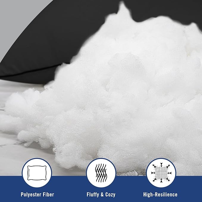King Size Bed Pillows for Sleeping 4 Pack,Luxury Hotel Pillows,Comfortable and Supportive,Machine Washable,Suitable for Stomach,Back and Side Sleepers.（Black）