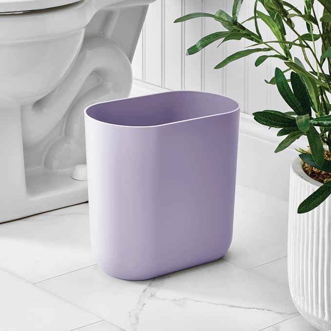 iDesign Small Slim Plastic Bathroom Trash Can, Garbage Can for Bedroom, Office, Desk, Dorm, Purple - Image 3