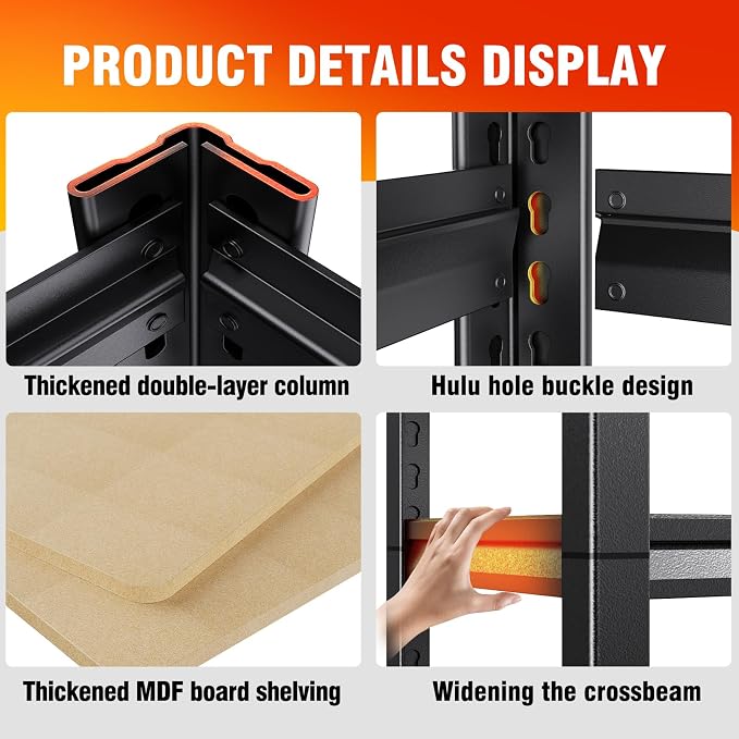 3 Pack Garage Shelving Heavy Duty 5-Tier Storage Shelves, Adjustable Shelving Unit, Utility Garage Organizer Shelf for Basement, Pantry, Kitchen, Warehouse, Supermarket, 12" Dx28 Wx71.2 H - Image 5