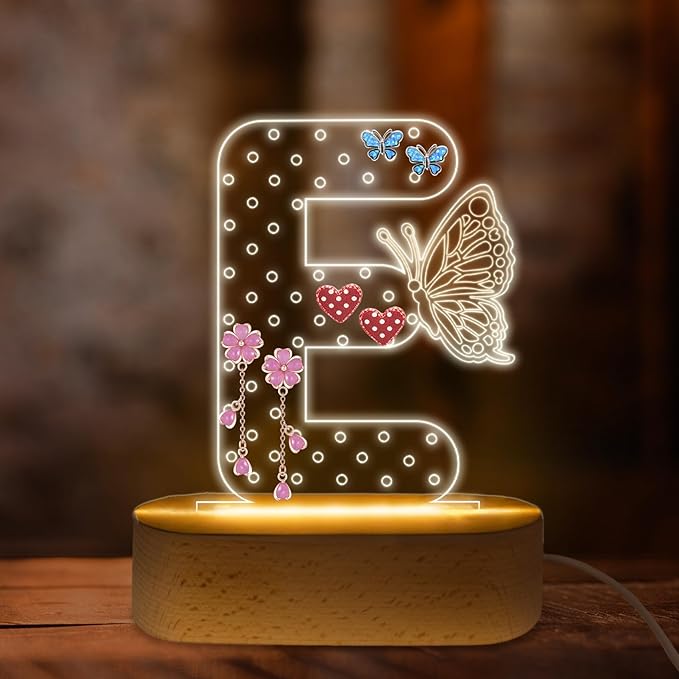 COSHAYSOO Initial Earring Holder Organizer Acrylic for Tween Preteen Teen Girls, Unique Valentines Birthday Gifts for 8 9 10 11 12 13 14 16 18 Year Old Girl Vanity Accessories Stuff Monogram Letter E by COSHAYSOO