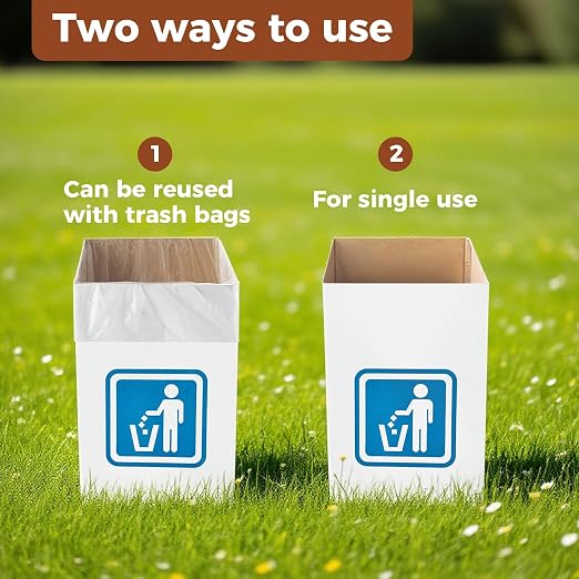 13 Gallon Cardboard Trash cans for Events (Pack of 10)， with 20 Liners Included，Be applicableOutdoor Events pop up Trash cans for Parties，Reusable Portable Garbage Can，in-Home Recycling Bins - Image 6