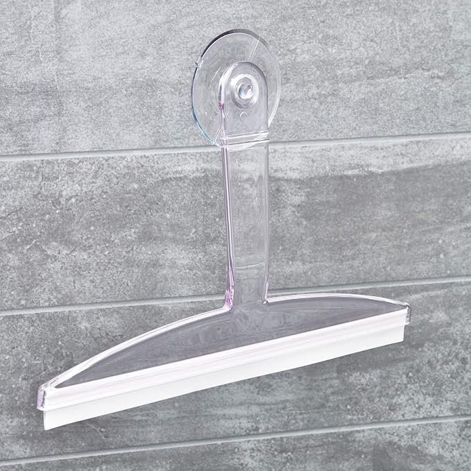 iDesign 22300 Plastic Plastic Suction Squeegee with Storage Hook Shower, Window, and Mirror Accessory for Master, Guest, Kids' Bathroom Cleaning, 12" x 10", Clear - Image 2