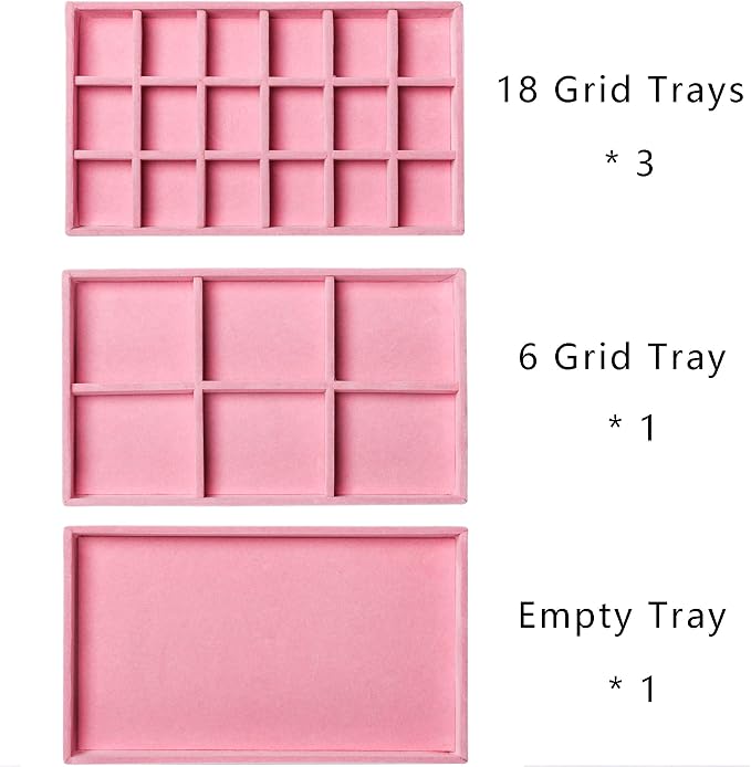 Frebeauty Acrylic Jewelry Organizer Earring Organizer Box with 5 Drawers Earring Holder Organizer with Velvet Trays Clear Jewelry Box for Women Earring Display for Rings StudsPink - Image 3