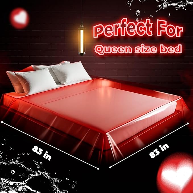 Skywin Waterproof Mattress Protector - Waterproof Sex Blanket Queen Size, Vinyl Massage Sheet, Adult Play Sheets, Sex Sheets Roleplay Games, Love Blanket, Valentine’s Day Gifts for Him or Her (Red)
