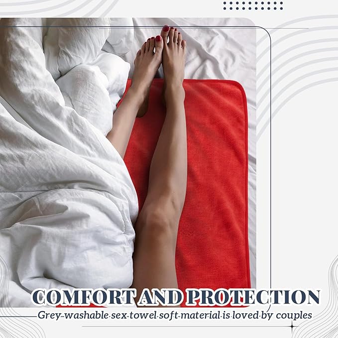 1 Pcs Couples Waterproof Mat 27 x 27 in Lover Reusable Stainproof Blanket Quiet Easy Use Mattress Protector for Adult Multi Functional Bed Sheet Couple Messy Play Pleasure Comfort (Red)