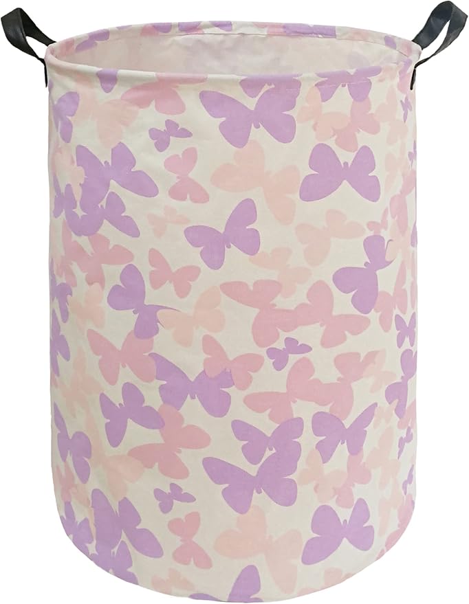 Collapsible Kids Laundry Basket Clothes Hamper, Foldable Storage Organizer Bin, Toy Clothes Storage with Handles for Boys Girls Bedroom, Room Decor Butterfly by Unknown