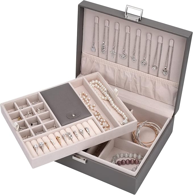 Storage and Organizer Jewelry box Jewelry Storage Box Travel Jewelry Organizer Cases craft containers for organizing/GRAY by ATAIMEISEN