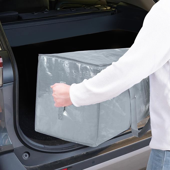 TICONN 6 Pack Extra Large Moving Bags Heavy Duty with Zippers & Carrying Handles, Durable Storage Bags Moving Boxes for Closet Organizers and Storage (6 Pack, Light Grey) - Image 10