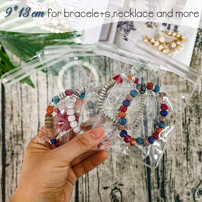 Jewelry Pouch Clear Self Seal Plastic Zipper Bags for Necklace Bracelet Packing Storage Transparent PVC Lock Pouches, Pack of 48 - Image 3