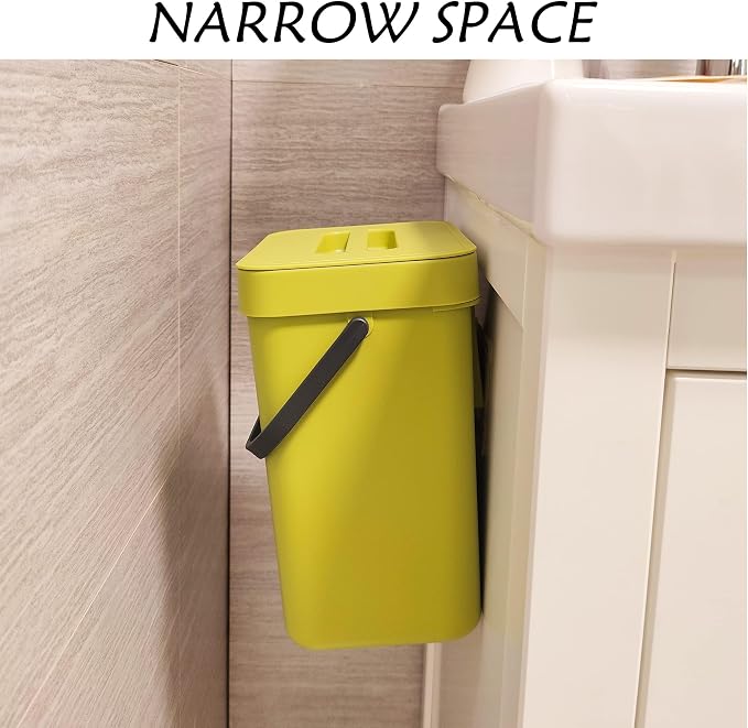 stonespace Small Kitchen Trash Can with Lid, Compost Bin Indoor Kitchen Sealed, Under Sink Trash Can, 5 L/1.3 Gallon Plastic Trash Bin, Green - Image 6