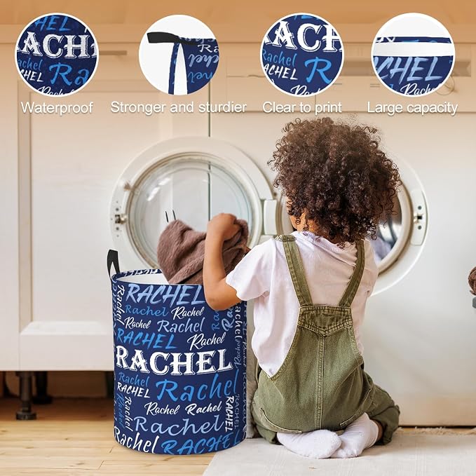 Custom Name Laundry Hamper, Personalized Laundry Basket with Name for Baby Boys Girls, Customized Collapsible Dirty Clothes Hamper Storage with Handles for Bedroom Bathroom Dorm Room Decor - Image 4
