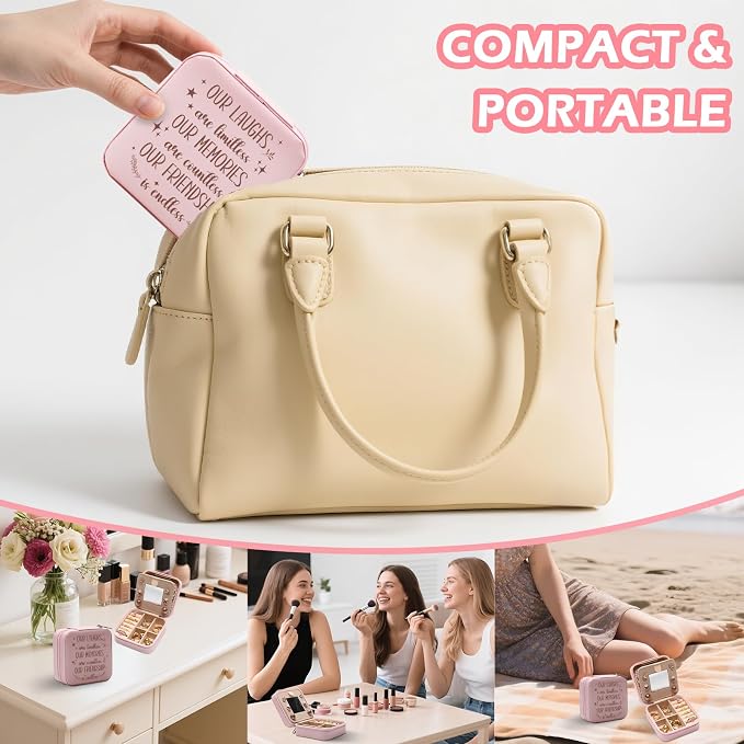 GAOLZIUY Friendship Gifts for Women, Best Friend Travel Jewelry Box, Our Laughs are Limitless, Our Memories are Countless, Birthday Gift for Female Friends Bestie Soul Sister BFF - Image 6