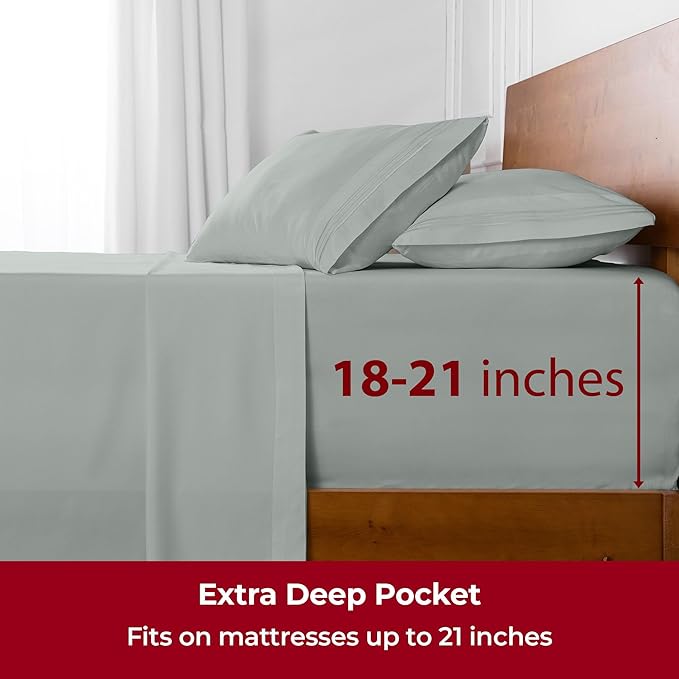 Mellanni Extra Deep Full Sheets - 4 PC Iconic Collection Bedding - Hotel Luxury, Ultra Soft, Cooling Bed Sheets - Wrinkle, Fade, Stain Resistant (Full, Spa Mint)