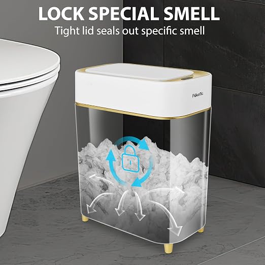 Pukomc 2.3 Gallon / 9L Automatic Adsorption Sensor Trash Can, White Gold Motion Sensor Garbage Bin with Suction, Slim Fashionable Design for Kitchen, Bathroom, Office & Small Space - Image 6