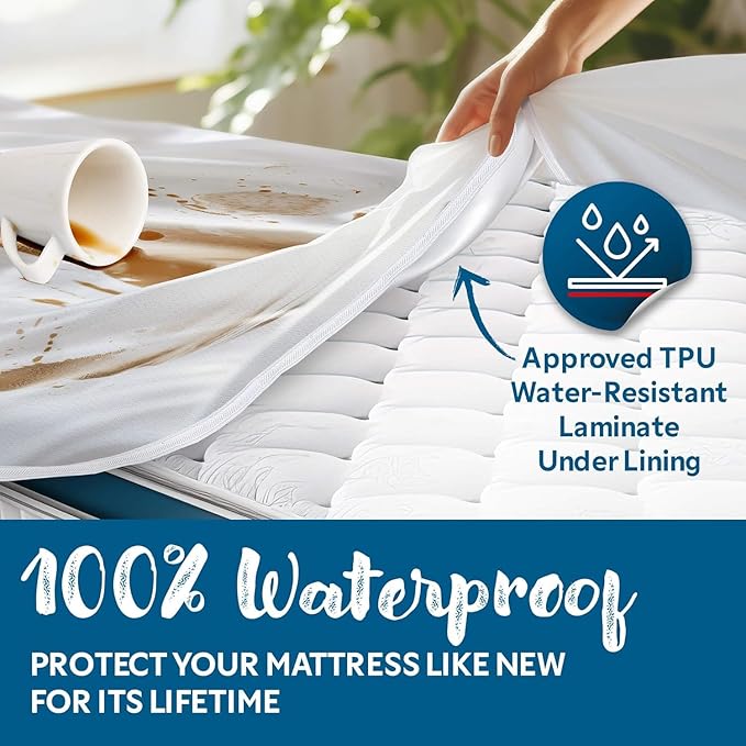 Guardmax Jersey Knitted RV Zippered Mattress Encasement with Deep Pockets - Waterproof & Bed Bug Proof Mattress Protector - Comfortable, Soft, and Noiseless Zippered Bedding - (48x 75 x 13)