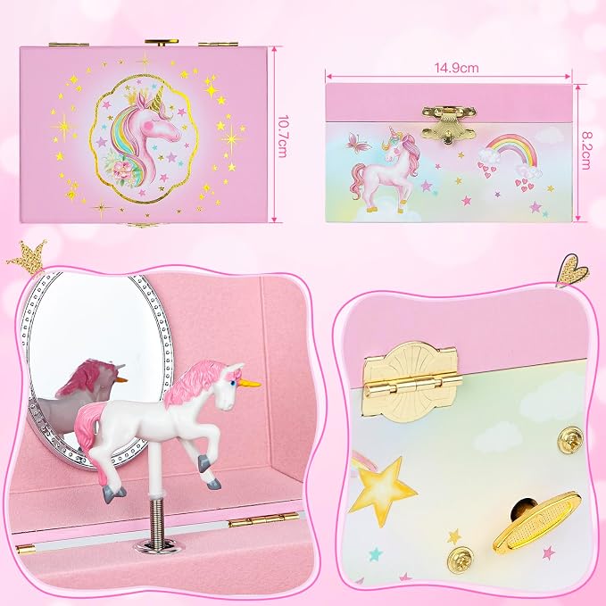 Musical Jewelry Box for Girls- Glitter Storage Box and Jewelry Set- Gifts for Girls, The Unicorn Song - by The Irish Rovers, Unicorn Toys - Image 4