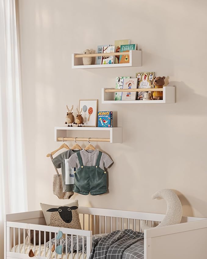 G&W Gruwald Nursery Book Shelves, Set of 3, Wall Bookshelf, Book Shelf for Kids Rooms, Wall Book Shelves for Bedroom Kids, Floating Shelf, Nursery Decor - Image 2
