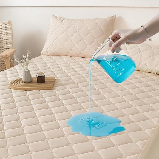 Waterproof Mattress Protector Full, 18” Deep Pocket Fitted Mattress Topper+2pcs Pillow Cases - Leakproof, Oeko-TEX Certified, Breathable & Noiseless,Machine Washable (Khaki)