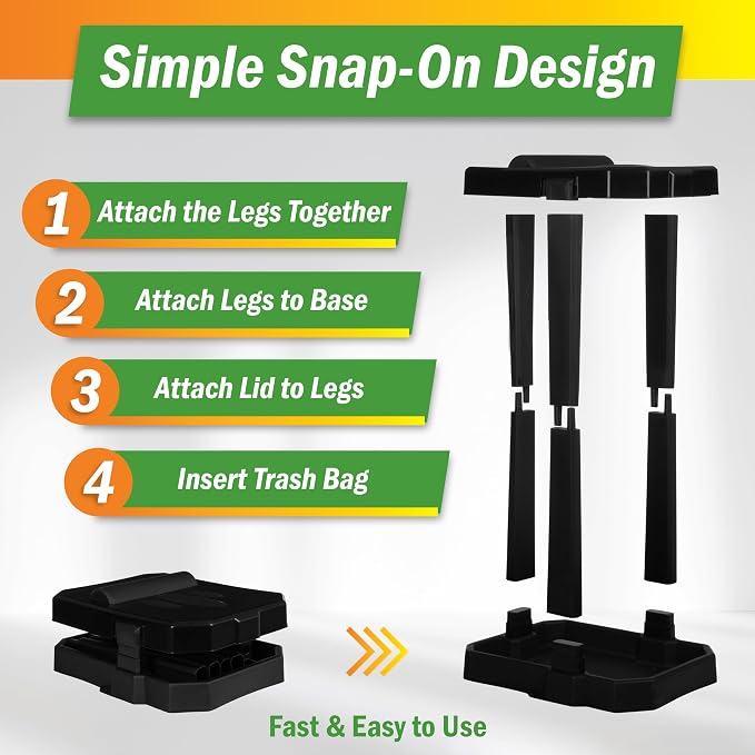 Wakeman Heavy Duty Black Trash Bag Portable Trash Bag Holder Stand with 7 Bags - Collapsible Trash Can Camping, RV, Kitchen, or Tailgate Party Garbage Bag Holder - Image 4
