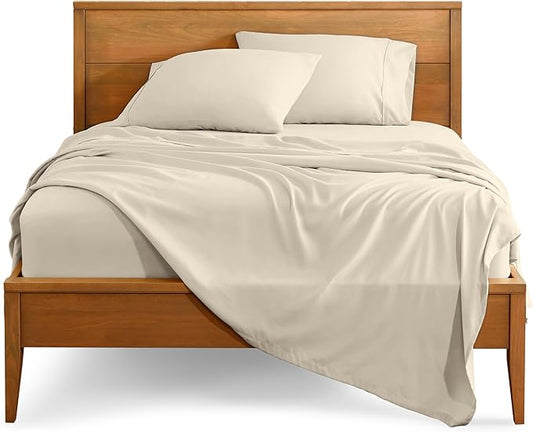 Bare Home Short Queen Sheet Set - 1800 Ultra-Soft Microfiber Bed Sheets - Double Brushed - Deep Pockets - Easy Fit - 4 Piece Set - Bedding Sheets & Pillowcases (Short Queen, Sand)