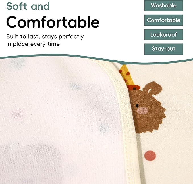 Pee Pads for Kids Waterproof Crib Pad - Reusable Potty Training Pads for Bed, Washable Toddler Mattress Pad Protector, Unisex for Toddlers Adults Elderly & Pets(Cute Bear, 39 x 54 Inch)