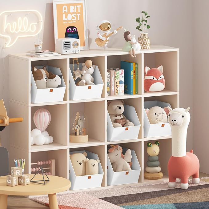 Homsorout Fabric Closet Storage Cubes - 8 Pack Square Storage Bins with Dual Handles for Clothes, Towels, Toys, Cube Storage Organizers for Bedroom, Nursery, Shelves, Closet, Small Spaces, White - Image 2