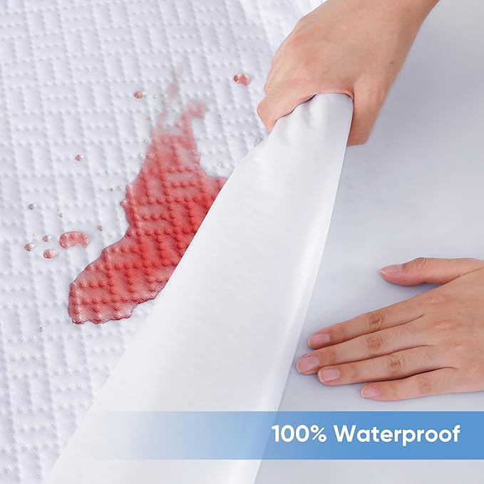 Hanherry 100% Waterproof Mattress Protector California King Size, Mattress Cover 3D Air Fabric Cooling Mattress Pad Cover Smooth Soft Breathable Noiseless, 8''-21'' Deep Pocket