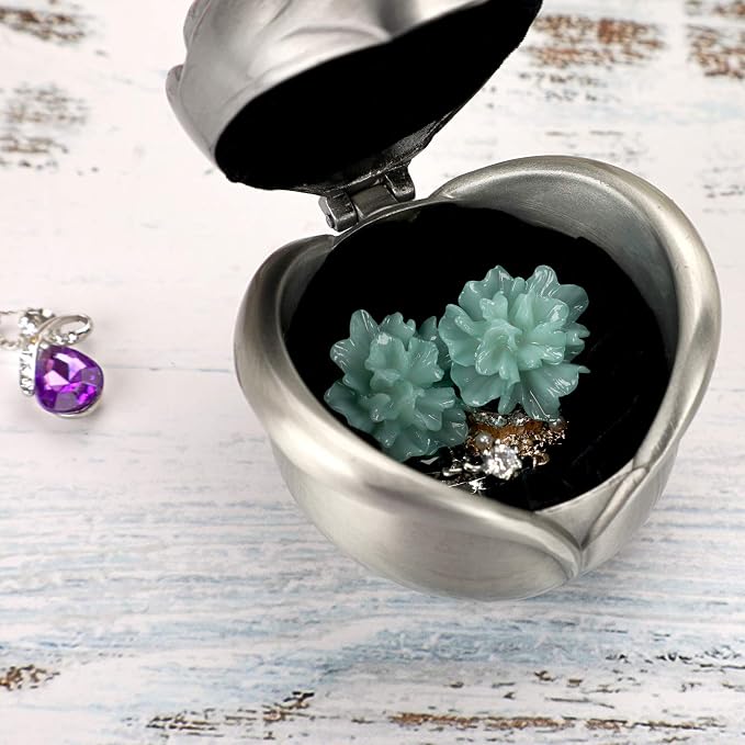 Hipiwe Rose Shape Vintage Jewelry Box - Small Trinket Storage Holder Case Keepsake Organizer Box for Rings Earrings Necklace Treasure, Gift for Women, Large - Image 4