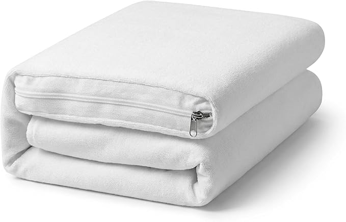 Zippered Waterproof Mattress Encasements - Hypoallergenic Mattress Protector Cover with Soft Cotton Terry Fabric Top - Queen Size 60' x 80'