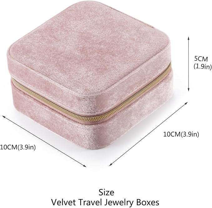 TRODANCE Plush Velvet Travel Jewelry Case Organizer, Small Travel Jewelry Box,Portable Jewelry Box Travel Mini Organizer Portable Display Storage Box For Rings Earrings Necklaces (Pink) - Image 5