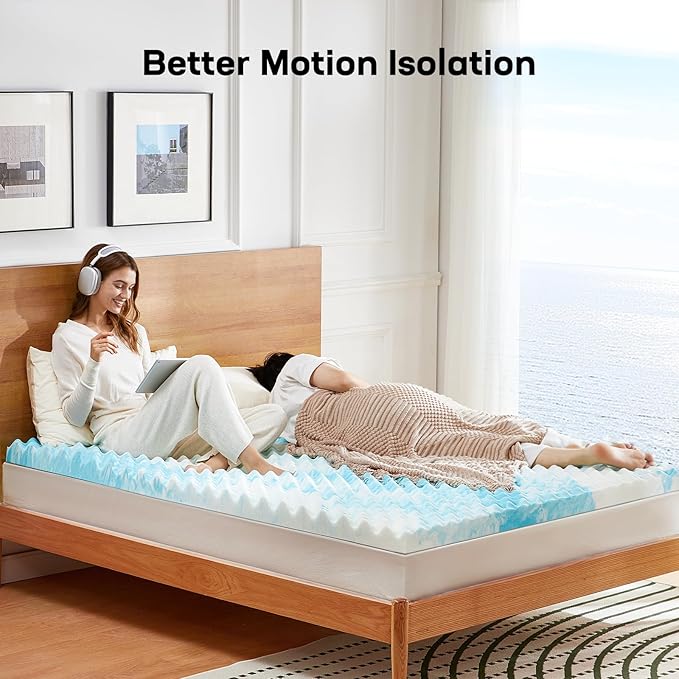 Marsail Full Size 3-inch Egg Crate Memory Foam, Mattress Topper with Infused Cooling Gel for Sleeper Sofa, RV, Camper, CertiPUR-US Certified